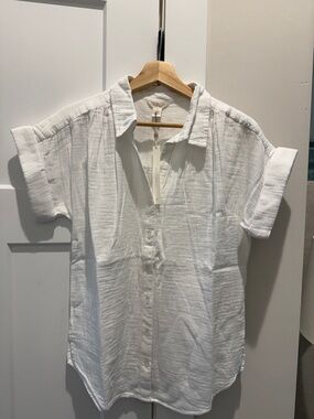 Caslon White Gauze Short-Sleeve Button Down Shirt